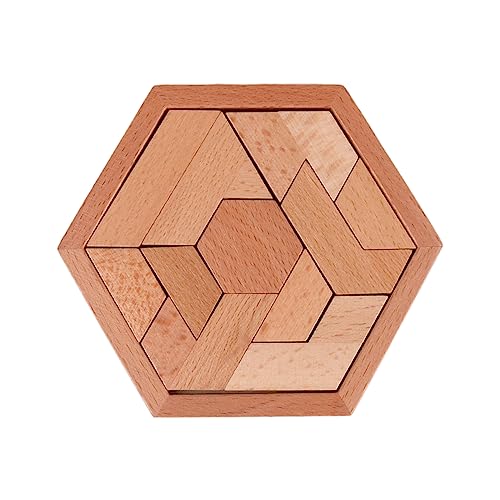 LEEINTO Holz Sechseck Puzzle Tangram Teaser Block Spielzeug Logik Spiel STEM Montessori Geschenk Für Kinder Erwachsene Alle Altersgruppen Holz Sechseck Puzzle von LEEINTO