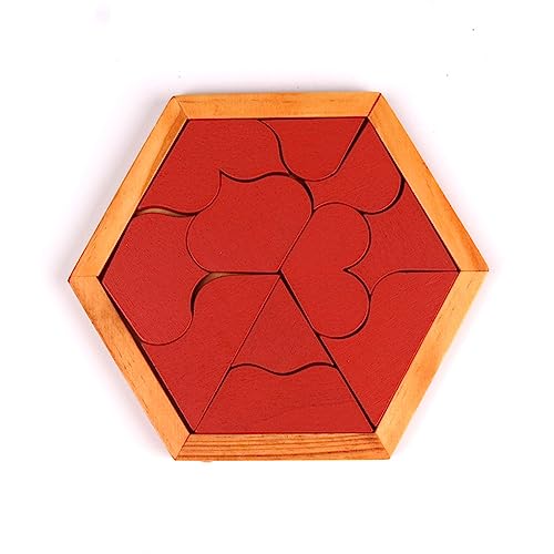 LEEINTO Holz Sechseck Puzzle Tangram Teaser Block Spielzeug Logik Spiel STEM Montessori Geschenk Für Kinder Erwachsene Alle Altersgruppen Holz Sechseck Puzzle von LEEINTO