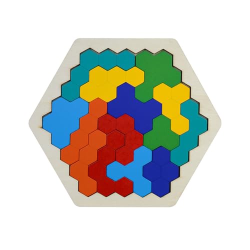 LEEINTO Holz Sechseck Puzzle Tangram Teaser Block Spielzeug Logik Spiel STEM Montessori Geschenk Für Kinder Erwachsene Alle Altersgruppen Holz Sechseck Puzzle von LEEINTO