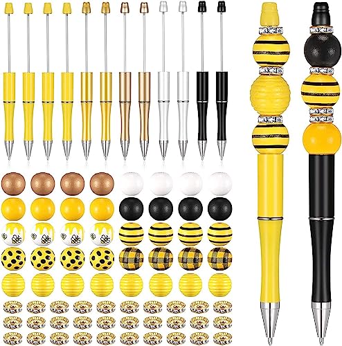 LEEINTO Holzperlen Stift Sets Personalisiertes Perlen Stift Set Kugelschreiber Perlenstift Material Schulkinder Perlen Stift Herstellungs Sets Kreative Bastelsets Holzperlen Bastel Set von LEEINTO