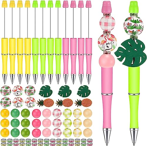 LEEINTO Holzperlen Stift Sets Personalisiertes Perlen Stift Set Kugelschreiber Perlenstift Material Schulkinder Perlen Stift Herstellungs Sets Kreative Bastelsets Holzperlen Bastel Set von LEEINTO