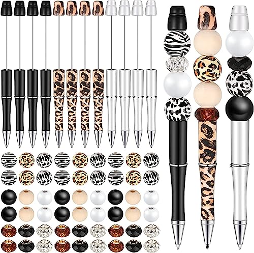 LEEINTO Holzperlen Stift Sets Personalisiertes Perlen Stift Set Kugelschreiber Perlenstift Material Schulkinder Perlen Stift Herstellungs Sets Kreative Bastelsets Holzperlen Bastel Set von LEEINTO