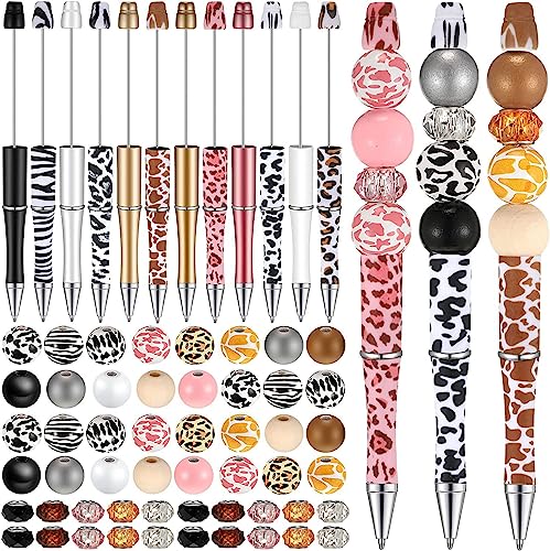 LEEINTO Holzperlen Stift Sets Personalisiertes Perlen Stift Set Kugelschreiber Perlenstift Material Schulkinder Perlen Stift Herstellungs Sets Kreative Bastelsets Holzperlen Bastel Set von LEEINTO