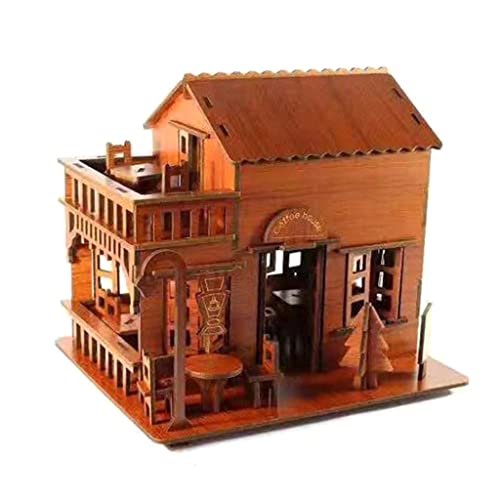 LEEINTO Holzpuzzle 3D Dreidimensionale Puzzlemodelle Für Erwachsene Kaffeehaus Für Kinder Geburtstag/Weihnachtstag 3D Puzzles Für Kinder Alter Von 8–10 Jahren 3D Puzzles Aus Holz Für Erwachsene von LEEINTO