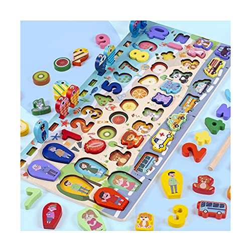 LEEINTO Kinder Angeln Spielzeug Puzzle Angeln Brief Logarithmische Bord Kleinkind Digital Zusammengesetzte Bausteine ​​Holz Kinder Puzzle Erwachsene von LEEINTO