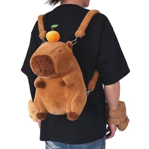 LEEINTO Stilvolle Capybara Fun Stofftier Trendige Plüschtasche Mit Verstellbaren Trägern Plüschrucksack Für Kinder Und Jugendliche Kuscheltiere Für Mädchen von LEEINTO