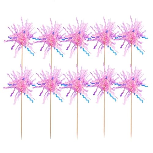 10 Stück glitzernde Folien-Feuerwerk-Cupcake-Topper für Geburtstag, Hochzeit, Abschlussfeier, Party, Rosa von LEEMASING