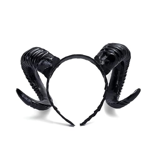 Halloween Gothic Teufel Stirnband Schafhorn Haarband Cosplay Zubehör für Party Dekoration Cosplay Kostüm Kopfbedeckung (schwarz) von LEEMASING