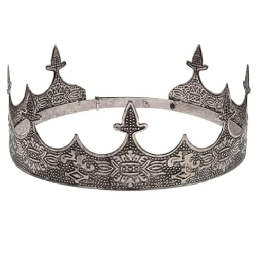 Krone Haarschmuck Königlicher König Diadem Männer Metall Große Tiaras Für Halloween Kostüm (Schwarz) von LEEMASING