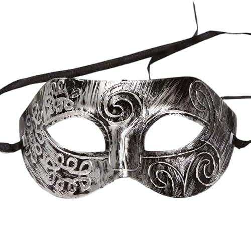 LEEMASING Cool Griechisch Römische Kämpfer Maskerade Gesichtsmaske für Mardi Gras Halloween Maskerade Cosplay Kostüm Thema Party (Silber) von LEEMASING