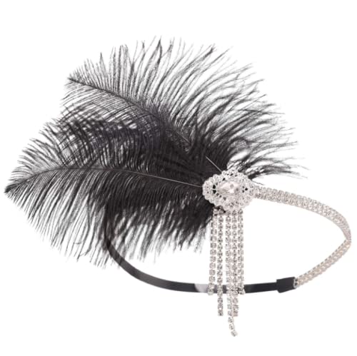 LEEMASING Fascinator für Damen, Retro-Feder, Flapper, Party, Haarreif, Accessoire für Hochzeit, Teeparty, Schwarz von LEEMASING