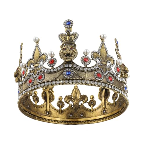 LEEMASING Königskrone mit Strasssteinen, Perlen, Krone für Cosplay, Hochzeit, Geburtstag, Abschlussball, Party, Kostüm LEEMASING Königskrone mit Strasssteinen, Perlen, Krone für Cosplay, Hochzeit, Geburtstag, Abschlussball, Party, Kostüm von LEEMASING