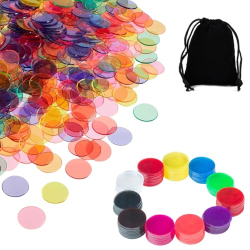 LEEQBCR 120 pezzi contatore trasparente colorato,fiches per il Bingo,borsa per la conservazione Inclusa,contatore di plastica,marcatori trasparenti per apprendimento del conteggio e Della matematica von LEEQBCR