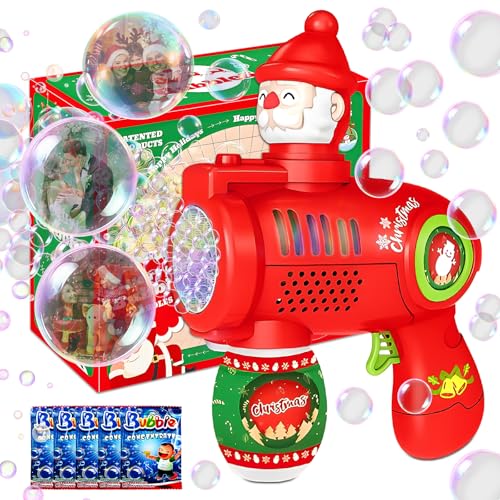 Bubble Machine,Bubble Maker Toy Automatische Seifenblasenpistole,Weihnachtsmann Seifenblasenmaschine Gun Kinder 10000 Blasen/Minute mit Seifenblasenlösung,Blasenspielzeug Geschenk Party Weihnachten von LEEWENYAN