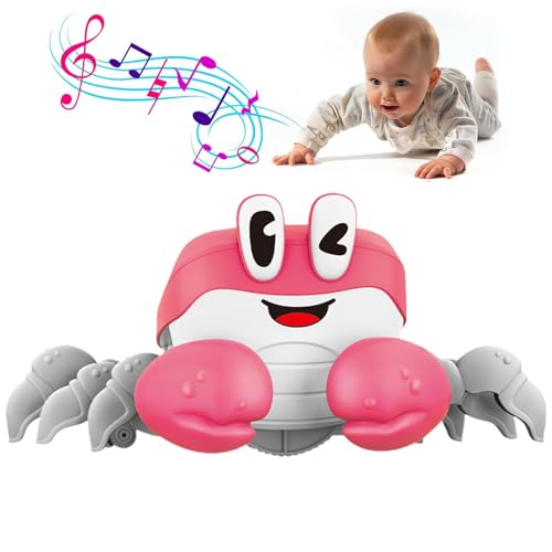 Crawling Crab Baby Toy, Beleuchtetes Kriechspielzeug für Interaktives Musikspielzeug, Krabbe Baby Spielzeug ab 1 2 3 Jahr, Kinderspielzeug ab 1-3 Jahre Junge Mädchen Geschenk für Kinder (Rosa) von LEEWENYAN