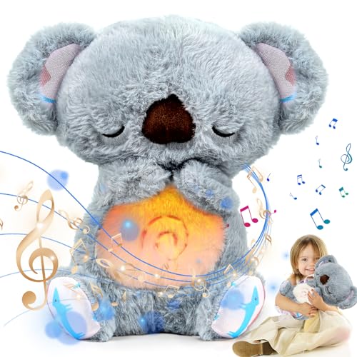 LEEWENYAN Breathing Koala Schlummer Koala Kuscheltier mit Atembewegung und Licht, Schlummer Otter Beruhigender Koala Kinder Einschlafhilfe Baby, Plüschtier Spielzeug Angstlinderung von LEEWENYAN