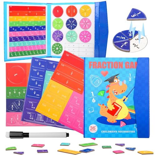 LEEWENYAN Mathematik-Ressourcen, Bruchrechnen Material Magnetisch, Bruchrechnen Montessori-Material Bruchscheiben-Demonstrator, Magnetische Bruchfliesen und Bruchkreise für Kinder von LEEWENYAN