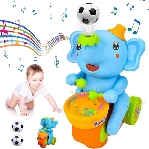 Trommelnde Elefant Blasen Ball Gehen Elektrischer Spielzeug, Musical Kriechendes Elefant Spielzeug, Walking Elephant Drummer Toy mit Musik und Beleuchtung, Interaktives Spielzeug Geschenk für Kinder von LEEWENYAN