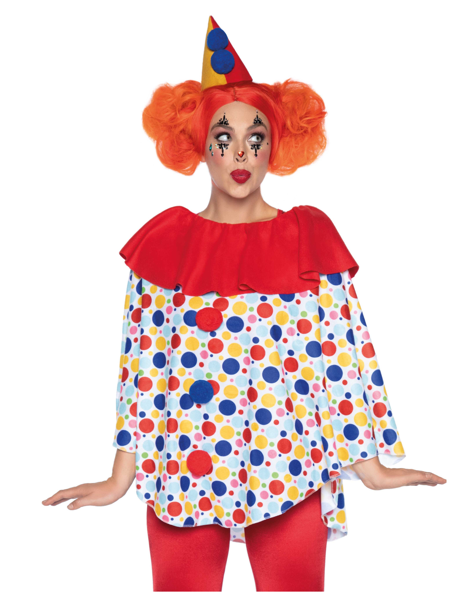 Hübsches Clown-Top mit Hut für Damen bunt von LEG-AVENUE