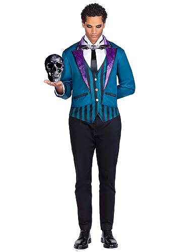 LEG AVENUE 2 PC Victorian Butler, includes striped vest and jacket combo with velvet lapels and dickey with batwing bow tie von LEG AVENUE