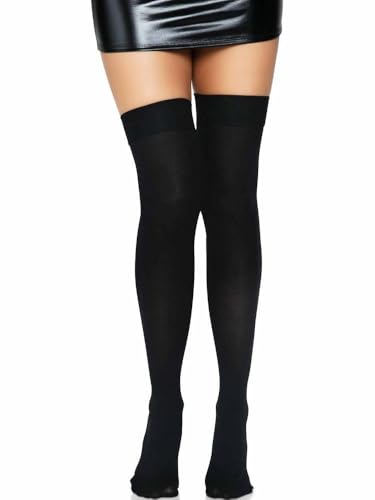 LEG AVENUE 6672Q - Plus Size Nylon Thigh Highs, Übergröße (Schwarz) von LEG AVENUE