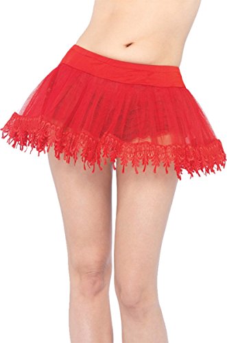 LEG AVENUE 8999 - Petticoat aus Spitze und Rüschen, Einheitsgröße, rot von LEG AVENUE