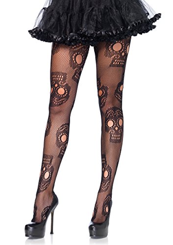 LEG AVENUE 9982 - Sugar skull net pantyhose, Einheitsgröße (Schwarz) von LEG AVENUE