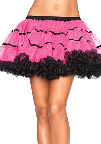 LEG AVENUE A1711 - Überlagerte Satin Tüll Petticoat, Einheitsgröße (Neon Pink & Schwarz) von LEG AVENUE