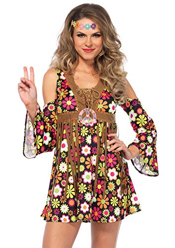 LEG AVENUE Damen 2 Stück Sternenblume Hippie Kostüm mit Kleid Stirnband, multi, X-Small von LEG AVENUE