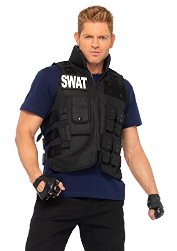 Leg Avenue 83682 - 4Tl. Swat Einsatzleiterin Kostüm Set Mit Utility Vest, Shirt, Knee Pads, Fingerlose Handschuhe, Herrenkostüm Einheitsgröße von LEG AVENUE