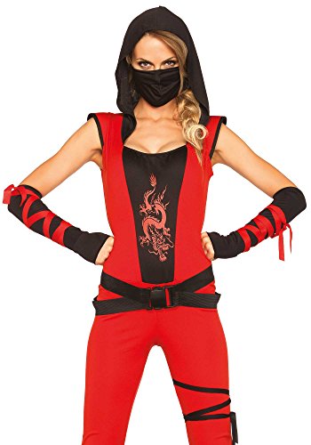 Leg Avenue 85384 - Ninja Assassin Damen kostüm , Größe Large (EUR 40), Damen Karneval Kostüm Fasching, Red & Black von LEG AVENUE