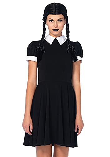 Leg Avenue 8556205007 85562-2 Tl Gothic Mittwoch Liebling Set, Schwarz/Weiß, Damen Addams Family Fasching Kostüm, Einfarbig, Größe: S/M (EUR 36-38) von LEG AVENUE