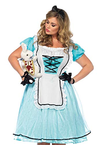 Leg Avenue 85597X 7X 2 teilig Set Tea Time Alice, Damen Karneval Kostüm Fasching, 1X-2X, blau/weiß von LEG AVENUE