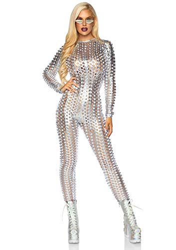 Leg Avenue Laser cut metallic catsuit Kostum silver M von LEG AVENUE