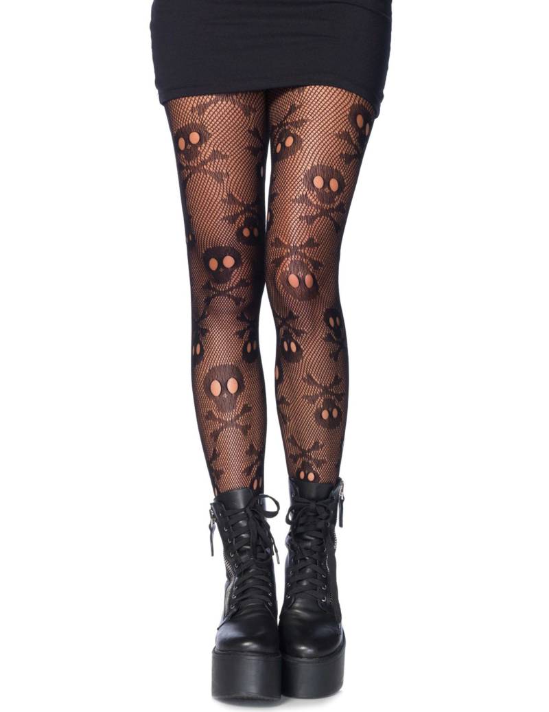 Totenkopf Strumpfhose Gothic schwarz von LEG-AVENUE