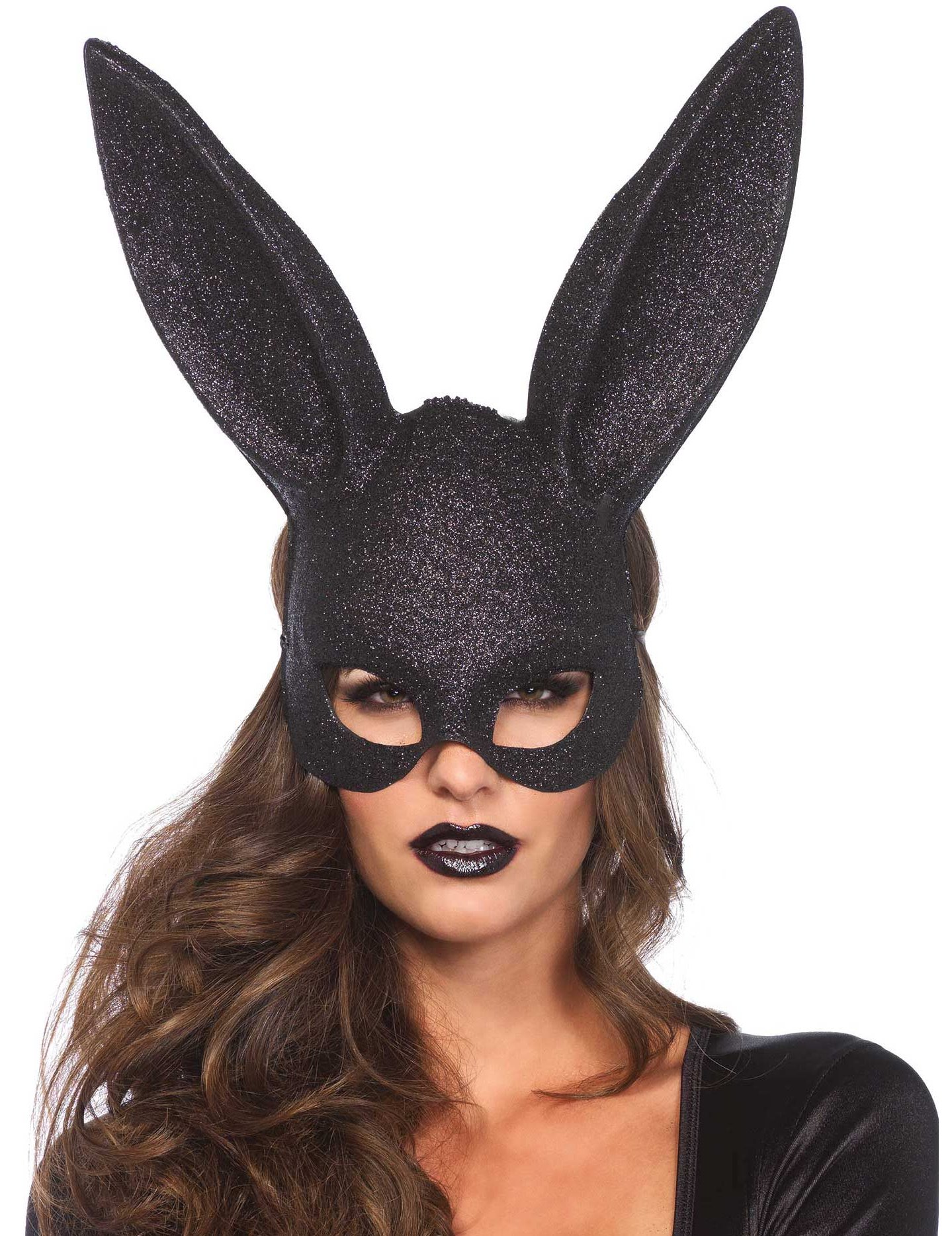 Verruchter Bunny Hasen-Maske Glitter schwarz von LEG-AVENUE