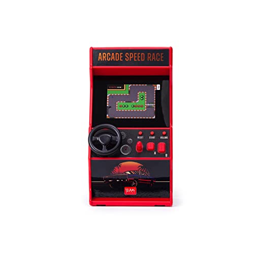 Legami - Arcade Speed Race Mini-Videospiel, inklusive 30 Spielen, englische Sprache, mit Licht und Geräuschen, 3 AA-Batterien Nicht im Lieferumfang enthalten, 8,5 x 26 cm, 2,4-Zoll-Display, RAC0001 von LEGAMI