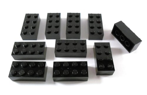 LEGO 10 Brick Steine 2x4 in Schwarz von LEGO