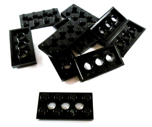 10 Stück LEGO TECHNIC "Platte 2x4 Noppen mit Löcher" in Schwarz. von LEGO