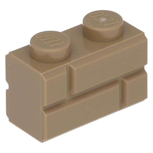 10 x LEGO® Stein, Modifiziert 1 x 2 mit with Mauerwerk - Profil Dunkelbeige von LEGO