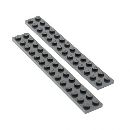 Bausteine gebraucht 2 x Lego System Leiste Basic Bau Platte Stein 2x14 dunkel grau 2 x 14 für Set Star Wars 75147 60103 60034 10937 60095 70725 76042 75155 91988 von LEGO