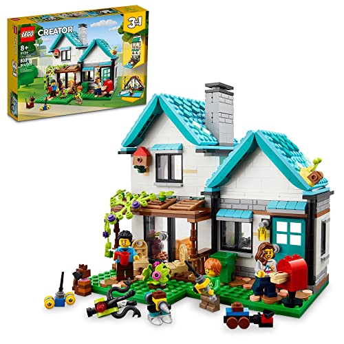 Creator 3 in 1 Cozy House Building Kit, Rebuild into 3 Different Houses, Includes Family Minifigures and Accessories, DIY Building Toy Ideas for Outdoor Play for Kids, Boys and Girls, 31139 von LEGO