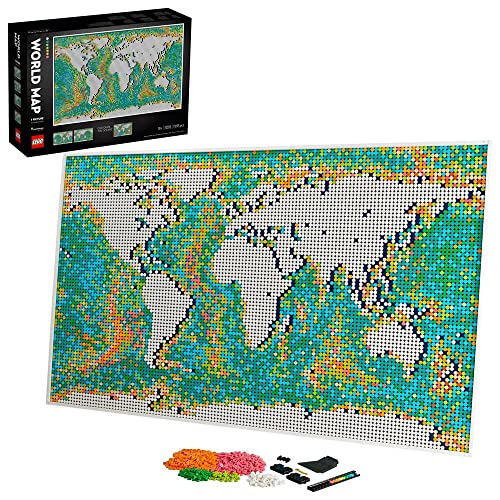 LEGO® Art 31203 Konstruktionsset Weltkarte - interessanter Sammler-Wandschmuck für Bastel- und Kartenliebhaber, 18 Jahre+ (11.695 Teile) von LEGO