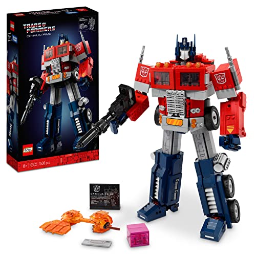 LEGO 10302 Icons Optimus Prime Set, 2in1 Roboter-Figur und LKW-Modell, Transformers-Spielzeug-Modellbausatz für Erwachsene, Geschenk zum Geburtstag oder Weihnachten für Männer, Frauen, Sie und Ihn von LEGO