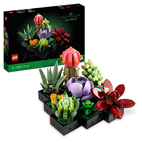 LEGO Botanicals Sukkulenten - Künstliche Blumen Set für Erwachsene - Blumenstrauß Bauset - Kreatives Hobby und Home Deko - Geschenkidee für Frauen & Männer - Botanik Kollektion (9 Pflanzen) 10309 von LEGO