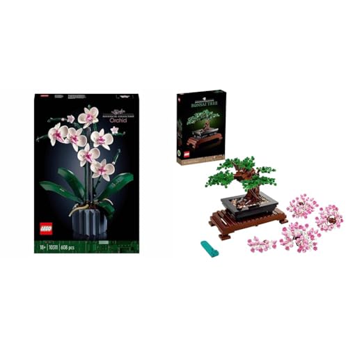 LEGO 10311 Icons Orchidee Set für Erwachsene zum Basteln von Zimmerdeko mit künstlichen Pflanzen, Botanical Collection Home Deko & 10281 Icons Bonsai Baum, Kunstpflanzen von LEGO