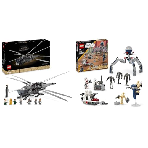 LEGO 10327 Icons Dune Atreides Royal Ornithopter, Set zum Sammeln & Star Wars Clone Trooper & Battle Droid Battle Pack, Spielzeug für Kinder mit baubarem Speeder Bike von LEGO