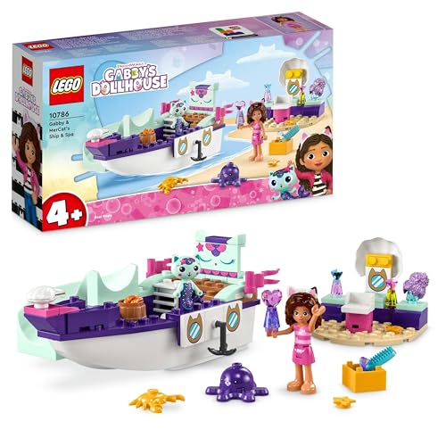 LEGO 10786 Gabby's Dollhouse Gabby & Meerkatze Schiff & Spa Boot Set mit Schönheitssalon, Puppenhaus mit Figuren und Zubehör, Spielset für Mädchen, Jungen, Kinder ab 4 Jahren von LEGO