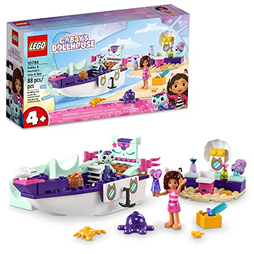 LEGO 10786 Gabbys Puppenhaus: Gabby & MerCats Schiff & Spa, ab 4 Jahren, 88 Teile von LEGO