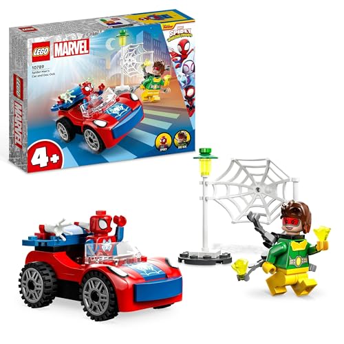 LEGO 10789 Marvel Spider-Mans Auto und Doc Ock Set, Spidey und Seine Super-Freunde, baubares Spielzeug für Jungen und Mädchen ab 4 Jahren, mit im Dunkeln leuchtenden Teilen von LEGO